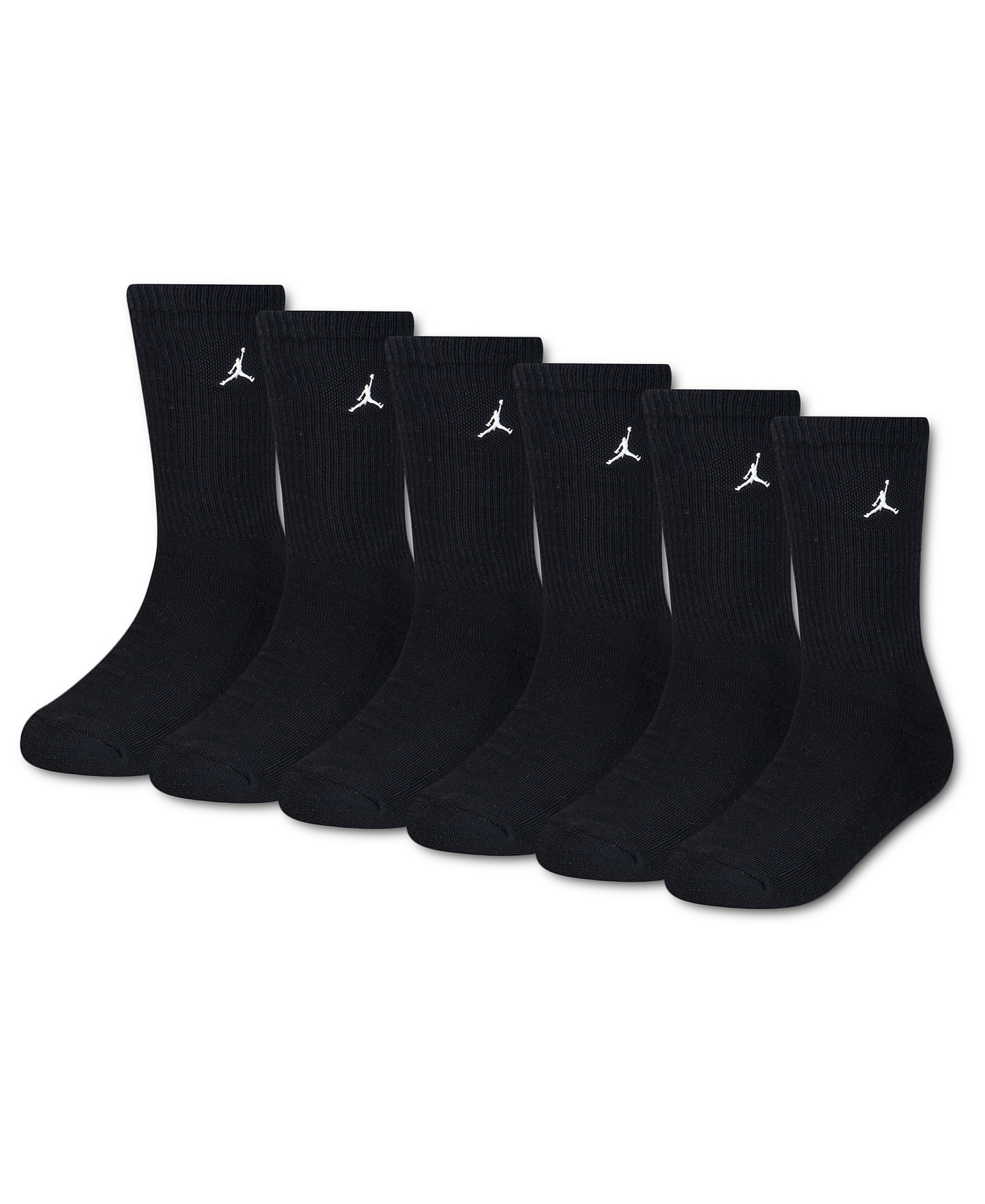 Jordan Boys' and Girls' 5-11 Everyday Essentials Crew Socks, 6-Pack - Black
