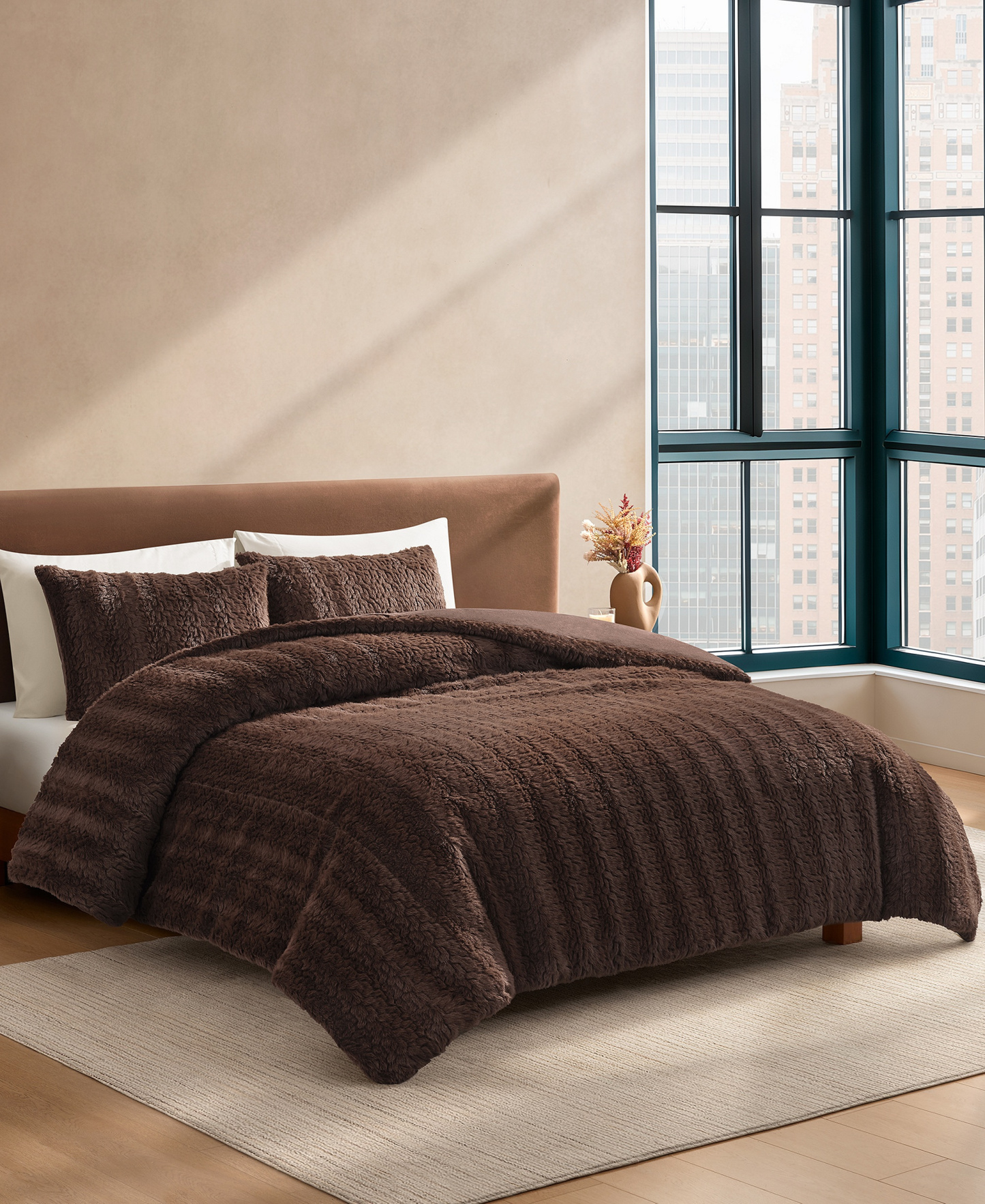 UGG® Lida Faux Fur 2-Piece Comforter Set, Twin/Twin XL - Burnt Cedar