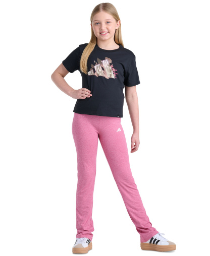 adidas Girls' 8-16 Folded Waistband Kick Flare Pants - Dual Magenta