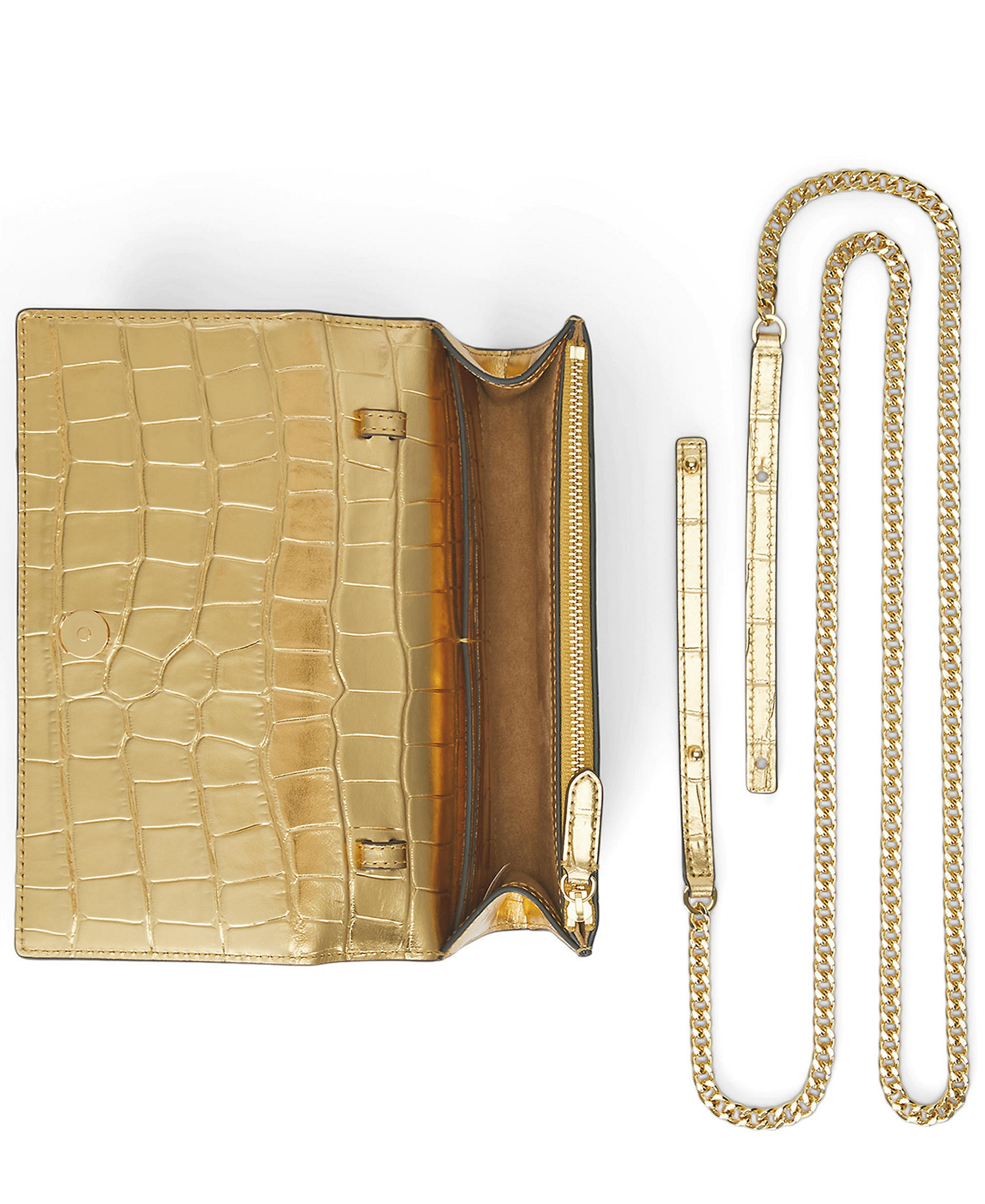 Lauren Ralph Lauren Adair II Small Croc-Embossed Crossbody Bag - Modern Gold