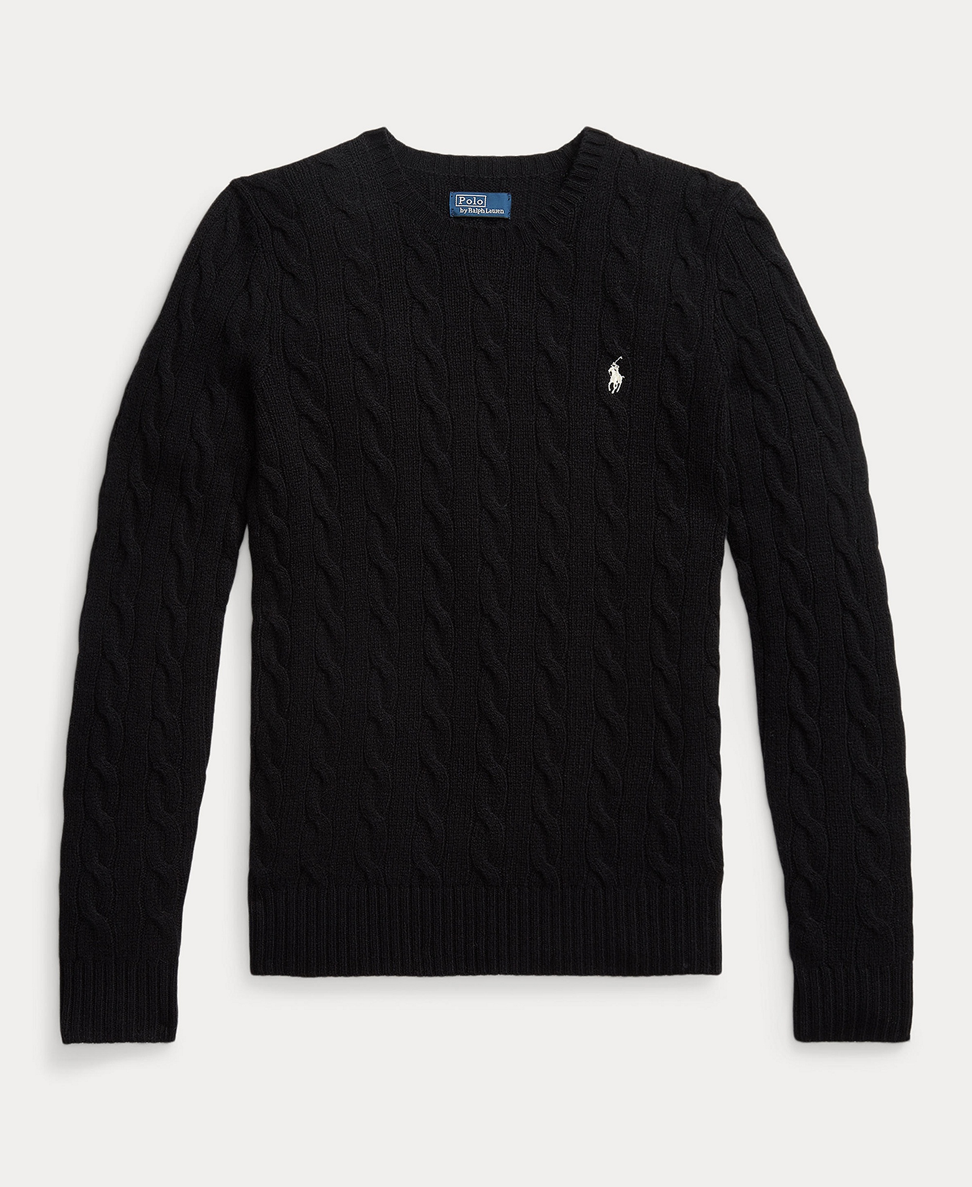 Polo Ralph Lauren Women's Cable Wool-Cashmere Crew Neck Sweater - Polo Black