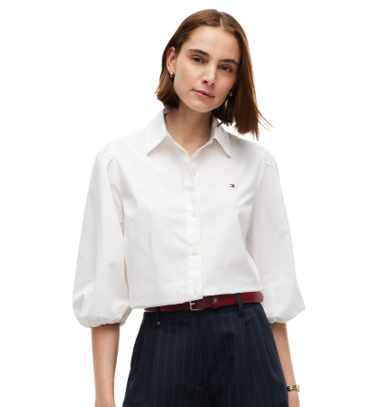 Tommy Hilfiger Women's Puff-Sleeve Button-Front Shirt - Ecru