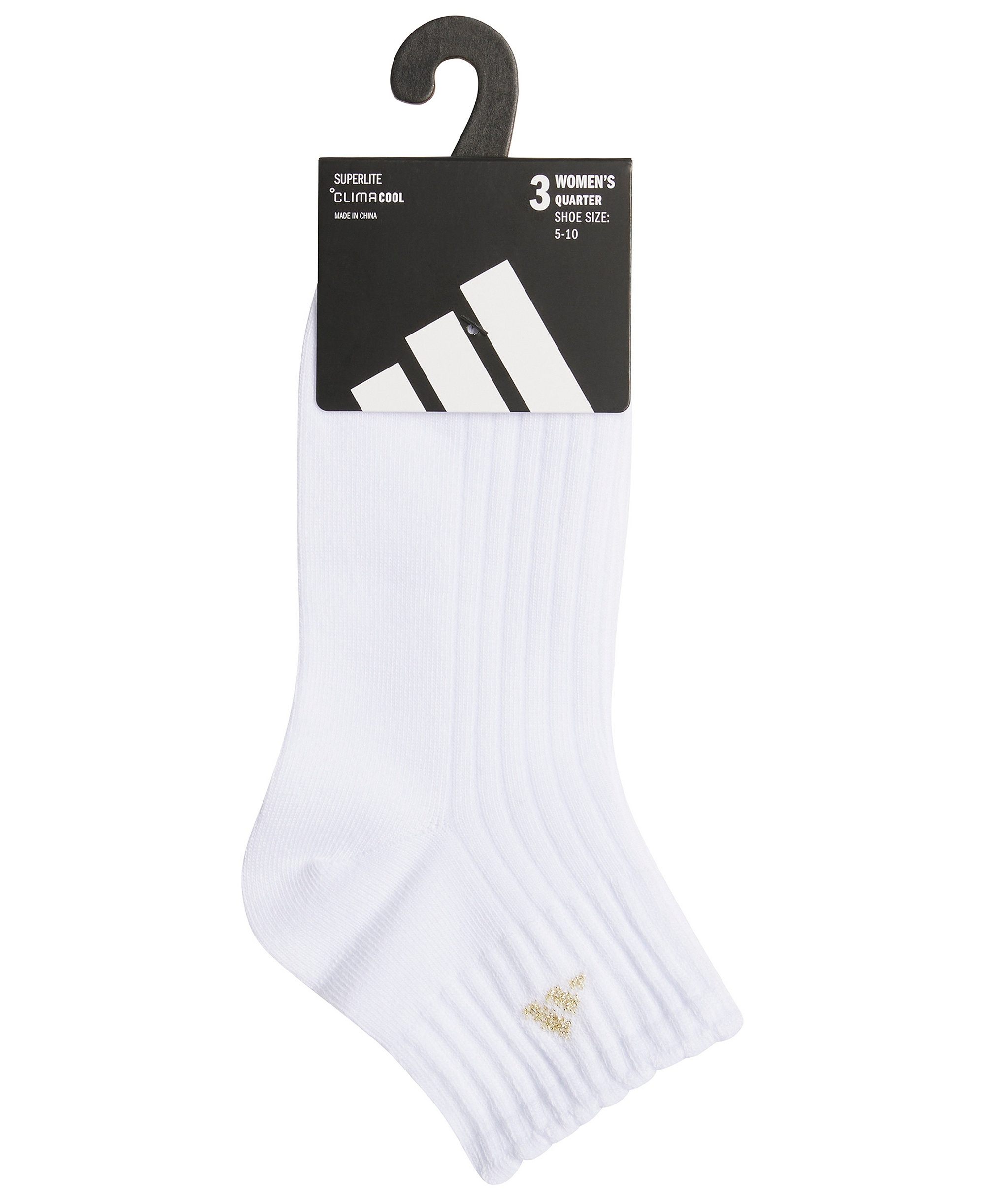 adidas Women's Sport Fashion Quarter Socks, 3-Pack - White/gold Metallic/rose Gold