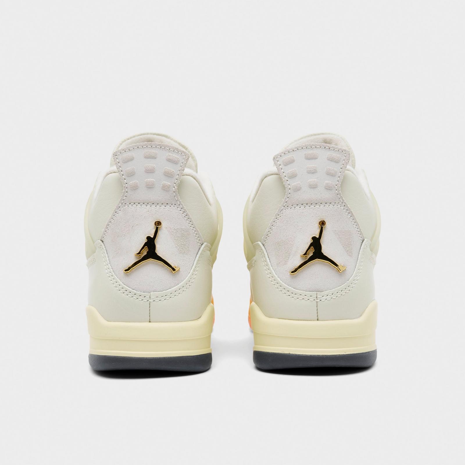 Women's Air Jordan Retro 4 Casual Shoes - Coconut Milk/Bright Mango/Bright Mango/Muslin - view 4
