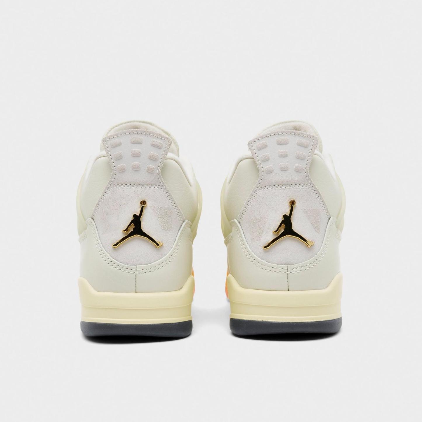Women's Air Jordan Retro 4 Casual Shoes - Coconut Milk/Bright Mango/Bright Mango/Muslin - view 4