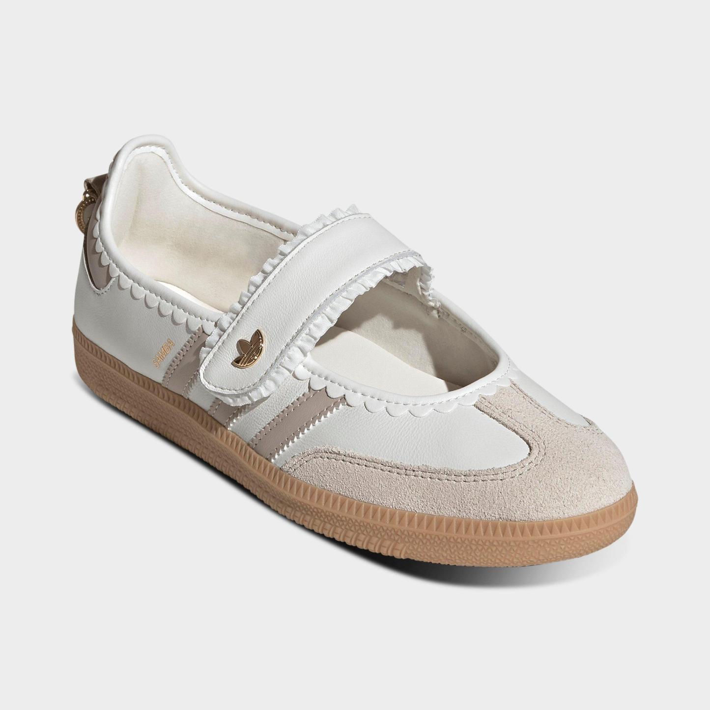 Women's adidas Originals Samba Jane Casual Shoes - Part 1 - Cloud White/Pink/Gum - Both shoes facing left