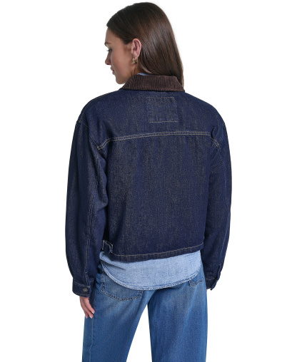 Levi's Women's Cropped Cotton Corduroy-Collar Barn Jacket - Rinse Wash