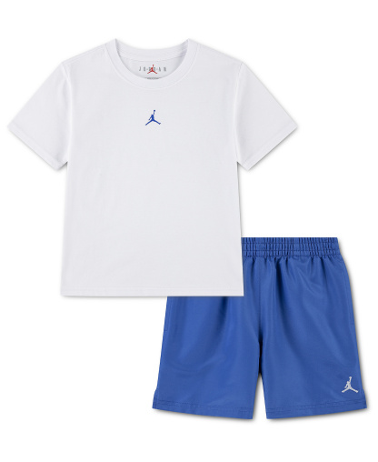 Jordan Boys' 4-7 Dri-FIT Crewneck Jersey T-Shirt and Mesh Shorts, 2-Piece Set - Game Royal