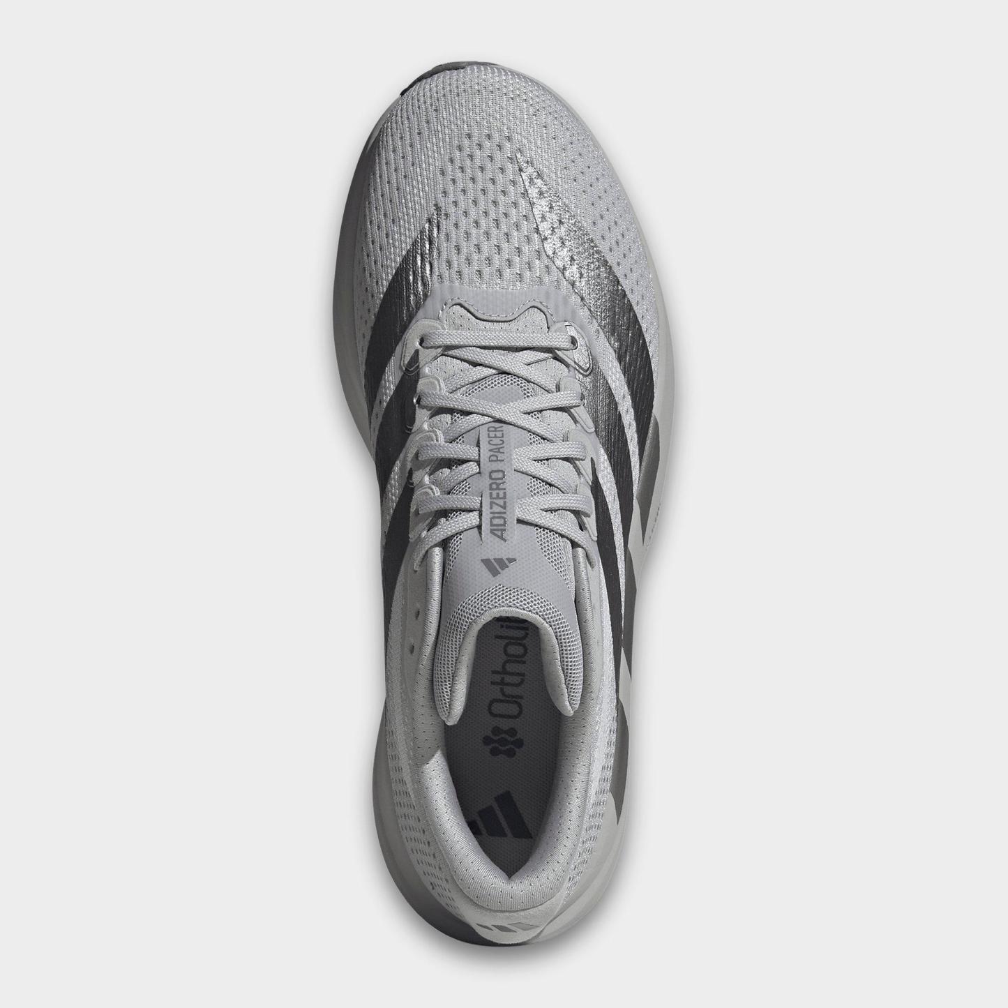 Men's adidas Adizero Pacer Running Shoes - Grey/Iron Metallic/Grey - Top view
