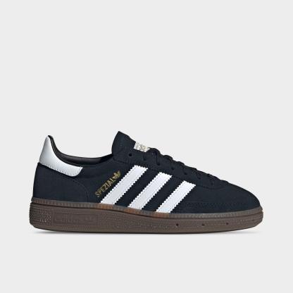 Big Kids' adidas Originals Handball Spezial Casual Shoes - Part 1 - Black/White/Gum - Left shoe facing left. Outside of the shoe.
