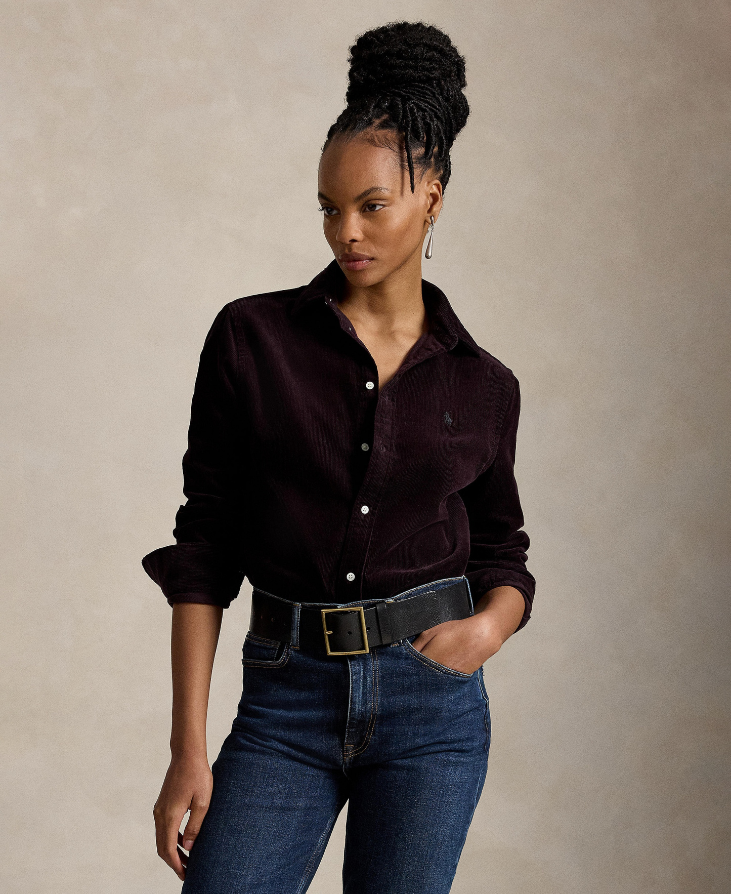 Polo Ralph Lauren Women's Classic-Fit Cotton Corduroy Shirt - Midnight Merlot