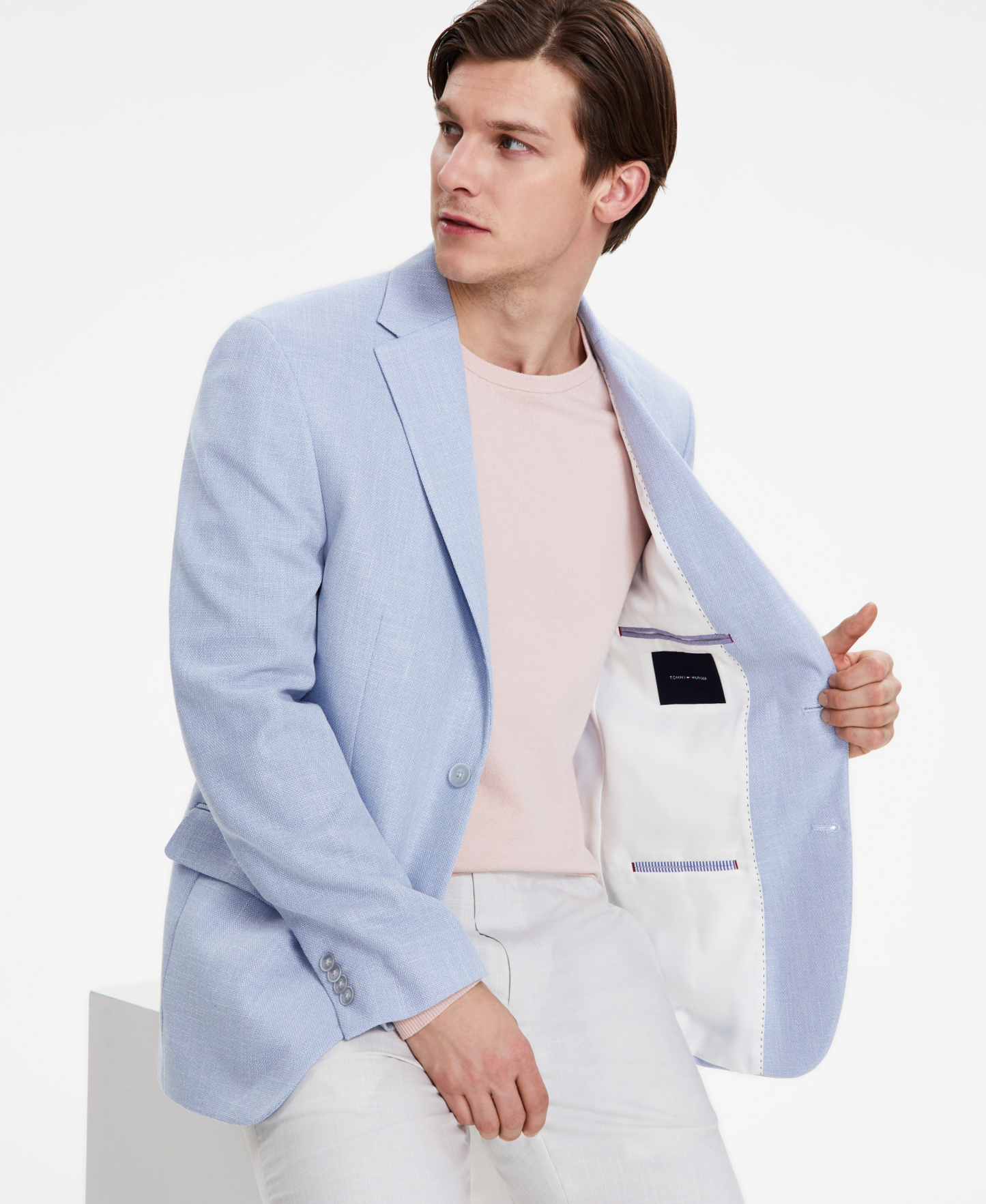 Tommy Hilfiger Men's Modern-Fit Patterned Blazer - Light Blue