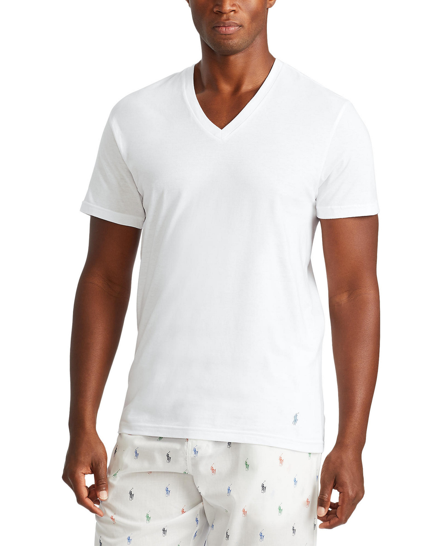 Polo Ralph Lauren Men's 3-Pack V-Neck Classic Undershirts - White / Surf Blue / Cruise Navy