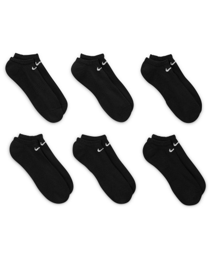 Nike Unisex Everyday Cushioned Training No-Show Socks, 6-Pack - Black