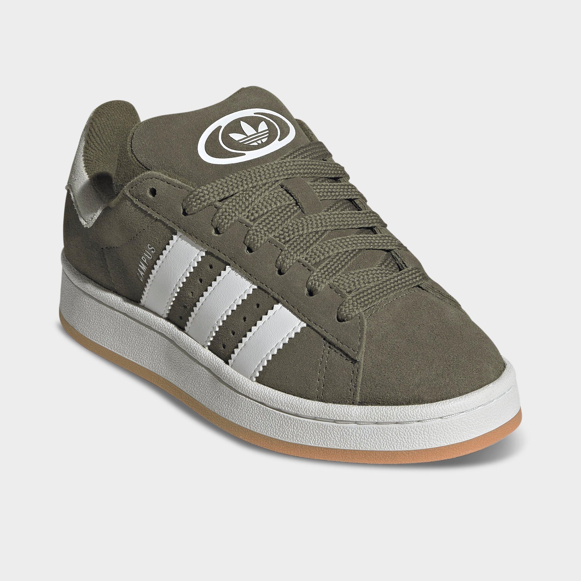 Big Kids' adidas Originals Campus 00s Casual Shoes - Olive Strata/Cloud White/Gum - Both shoes facing left