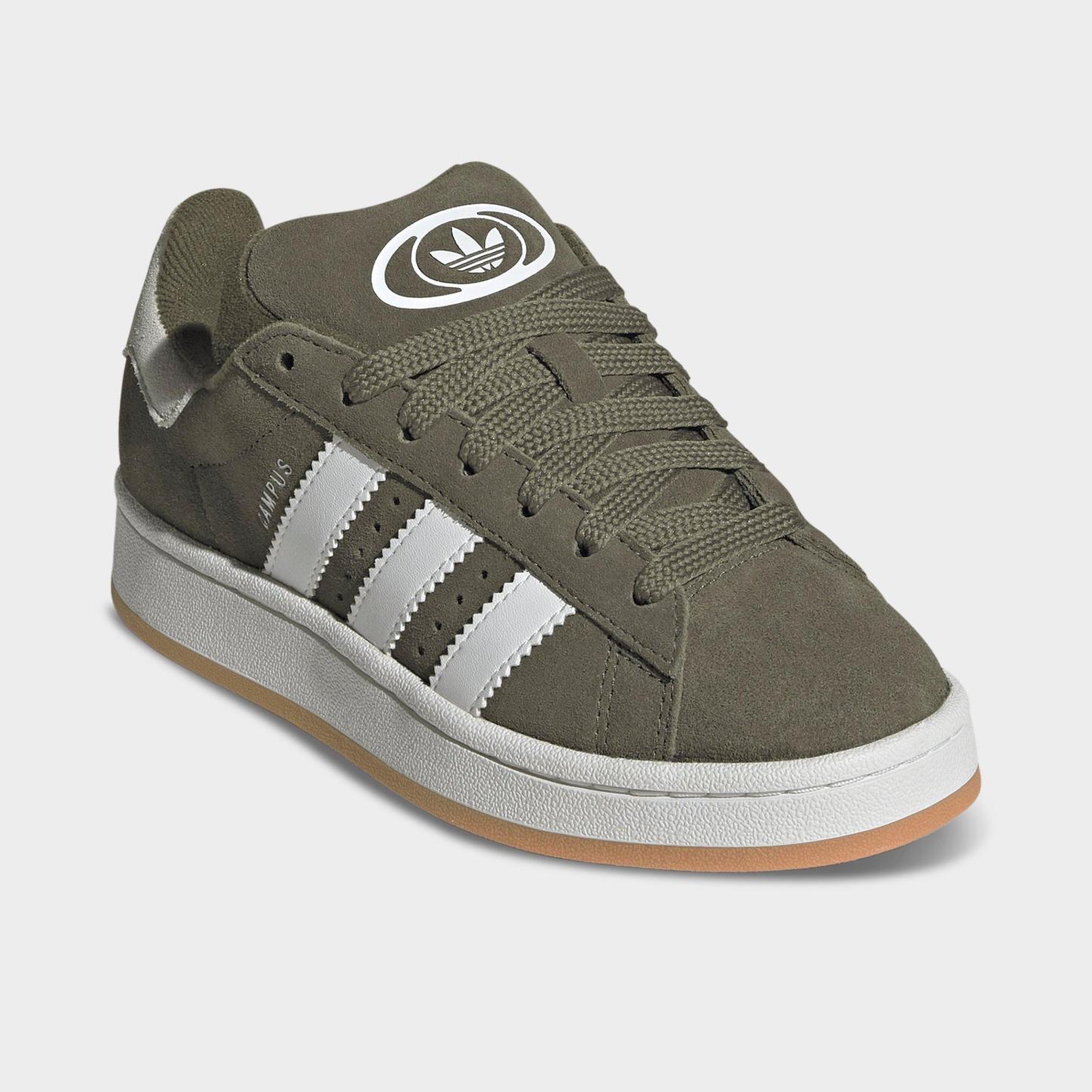 Big Kids' adidas Originals Campus 00s Casual Shoes - Olive Strata/Cloud White/Gum - Both shoes facing left