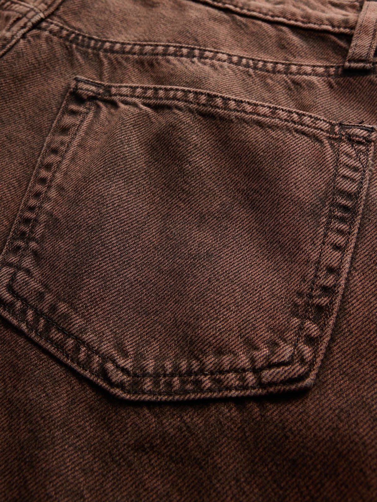 Mid Rise Denim Stripe Baggy Jeans - Dark brown