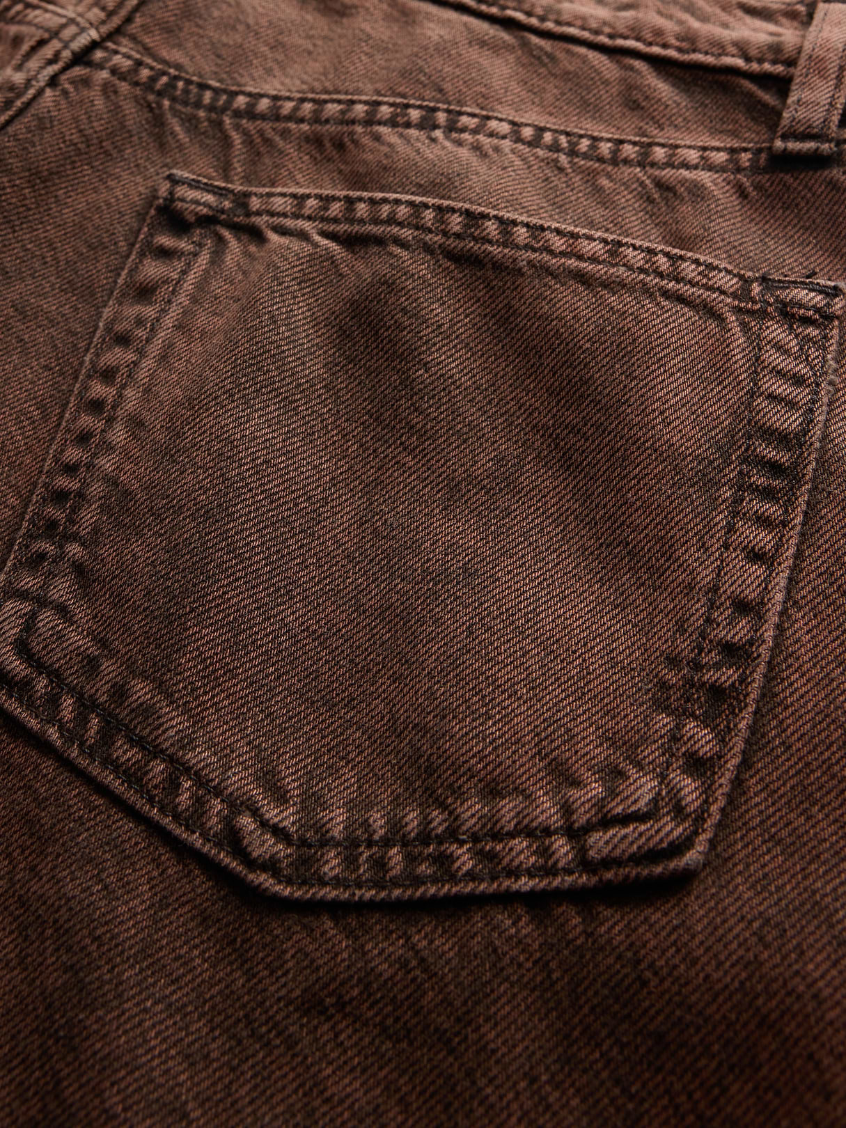 Mid Rise Denim Stripe Baggy Jeans - Dark brown