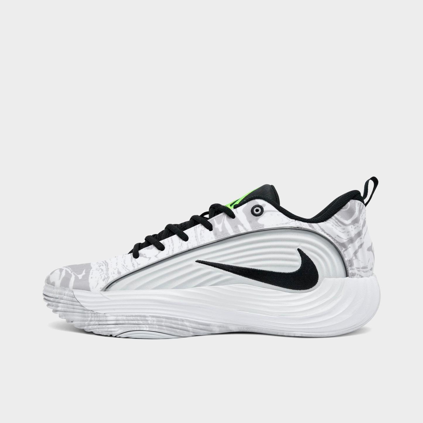 Men's Nithtke Giannis Immortality 5 Basketball Shoes - Part 1 - White/Off White/Light Smoke Grey/Metallic Silver - Left shoe facing left. Outside of the shoe.
