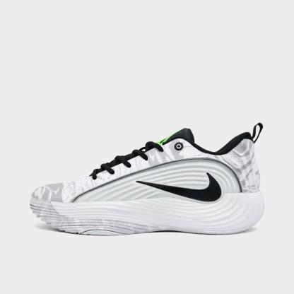 Men's Nithtke Giannis Immortality 5 Basketball Shoes - Part 1 - White/Off White/Light Smoke Grey/Metallic Silver - Left shoe facing left. Outside of the shoe.