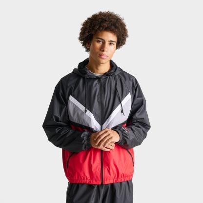 Men's Nithtke Sportswear Windrunner Lined Full-Zip Jacket - Black/University Red/Cement Grey