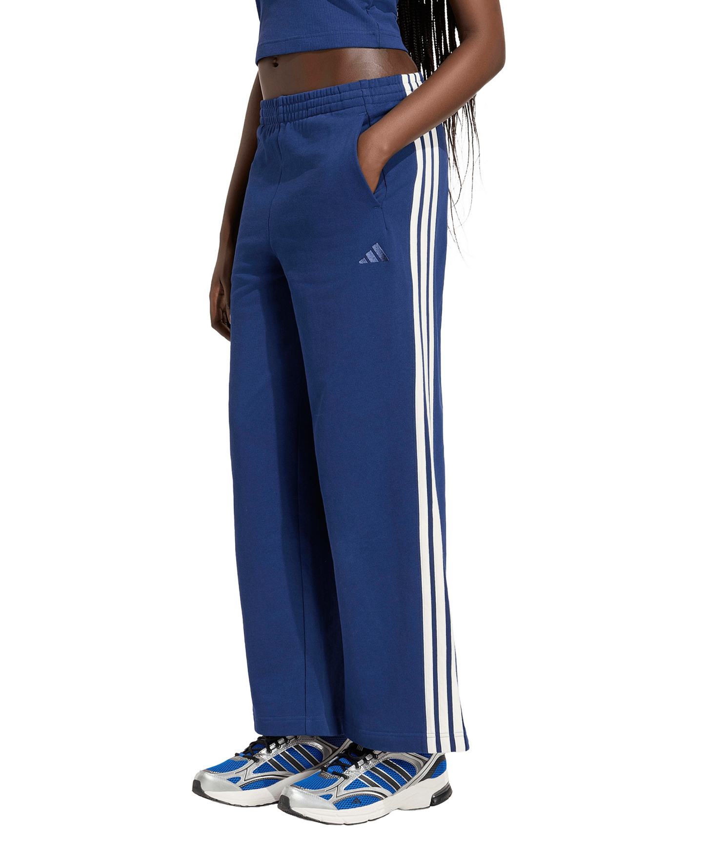 adidas Women's 3-Stripes Wide Pants - Dark Blue/Off White
