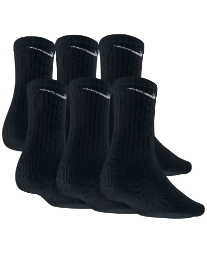 Nike Unisex Everyday Cushioned Cotton Crew Socks, 6-Pack - Black