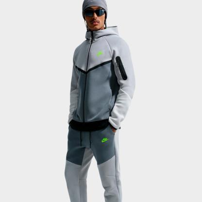 Men's Nike Tech Fleece Jogger Pants - Light Smoke Grey/Cool Grey/Volt