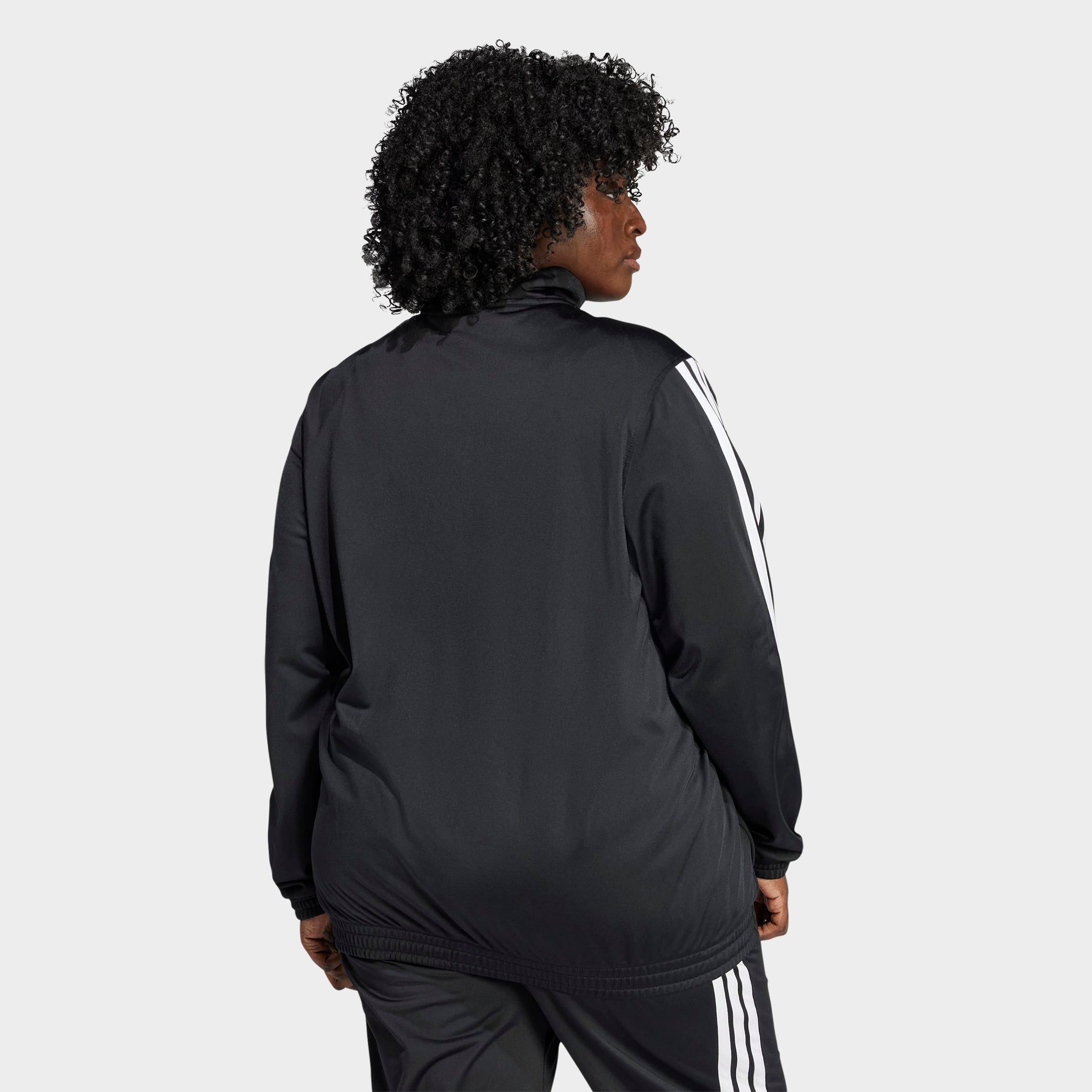 Women's adidas Sportswear Essentials 3-Stripes Tricot Full-Zip Track Top (Plus Size) - Black/White