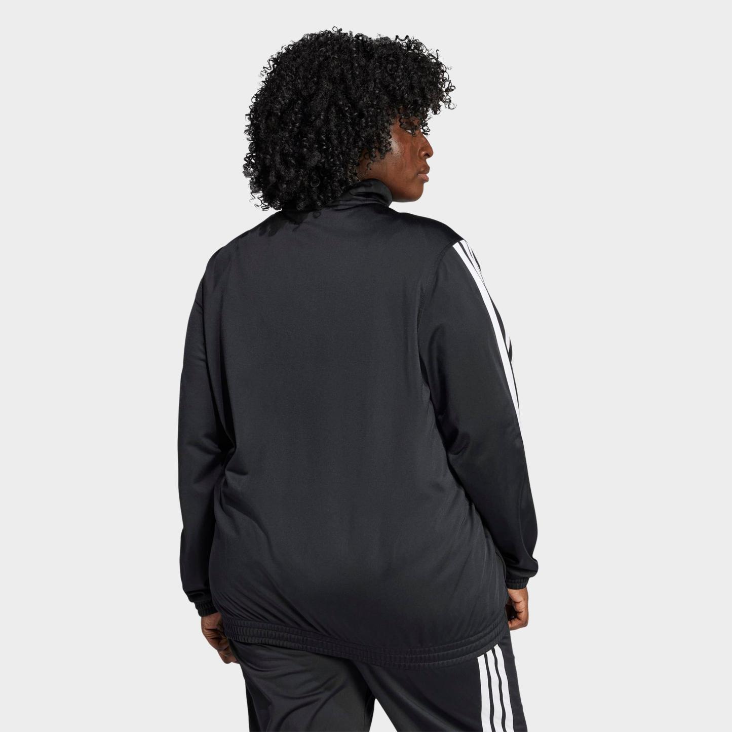 Women's adidas Sportswear Essentials 3-Stripes Tricot Full-Zip Track Top (Plus Size) - Black/White