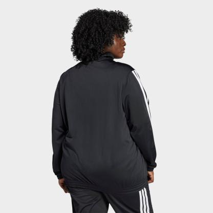 Women's adidas Sportswear Essentials 3-Stripes Tricot Full-Zip Track Top (Plus Size) - Black/White