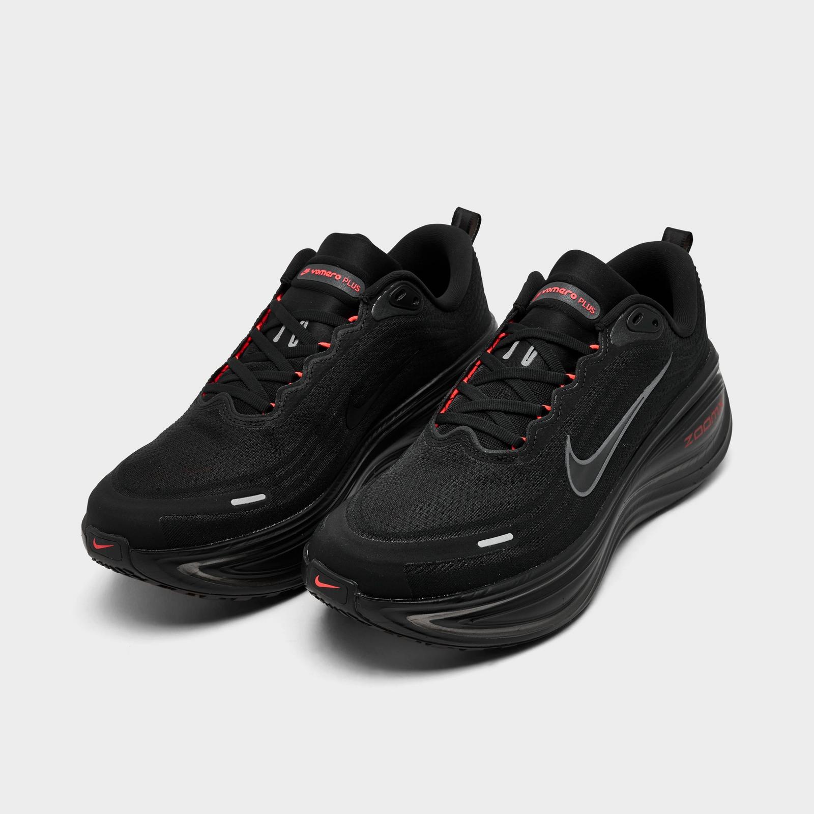 Men's Nike Vomero Plus Running Shoes - Black/Black/Bright Crimson/Wolf Grey