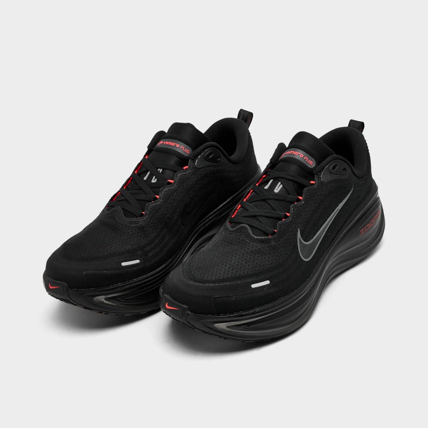 Men's Nike Vomero Plus Running Shoes - Black/Black/Bright Crimson/Wolf Grey