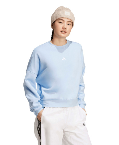 adidas Women's Essentials Crewneck Small-Logo Sweatshirt - Glow Blue/White