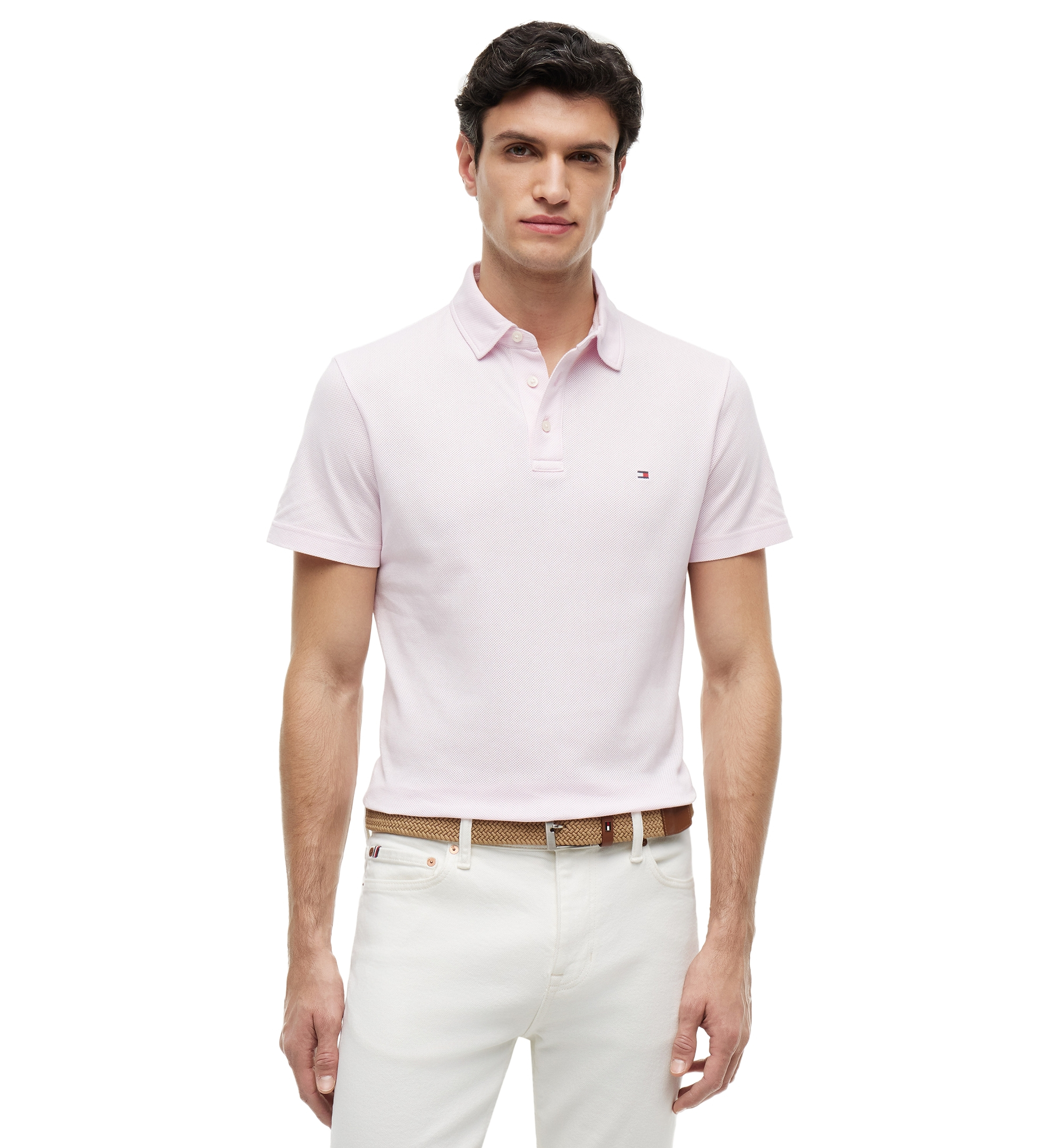 Tommy Hilfiger Men's Classic-Fit Texture Polo Shirt - Pink Lily