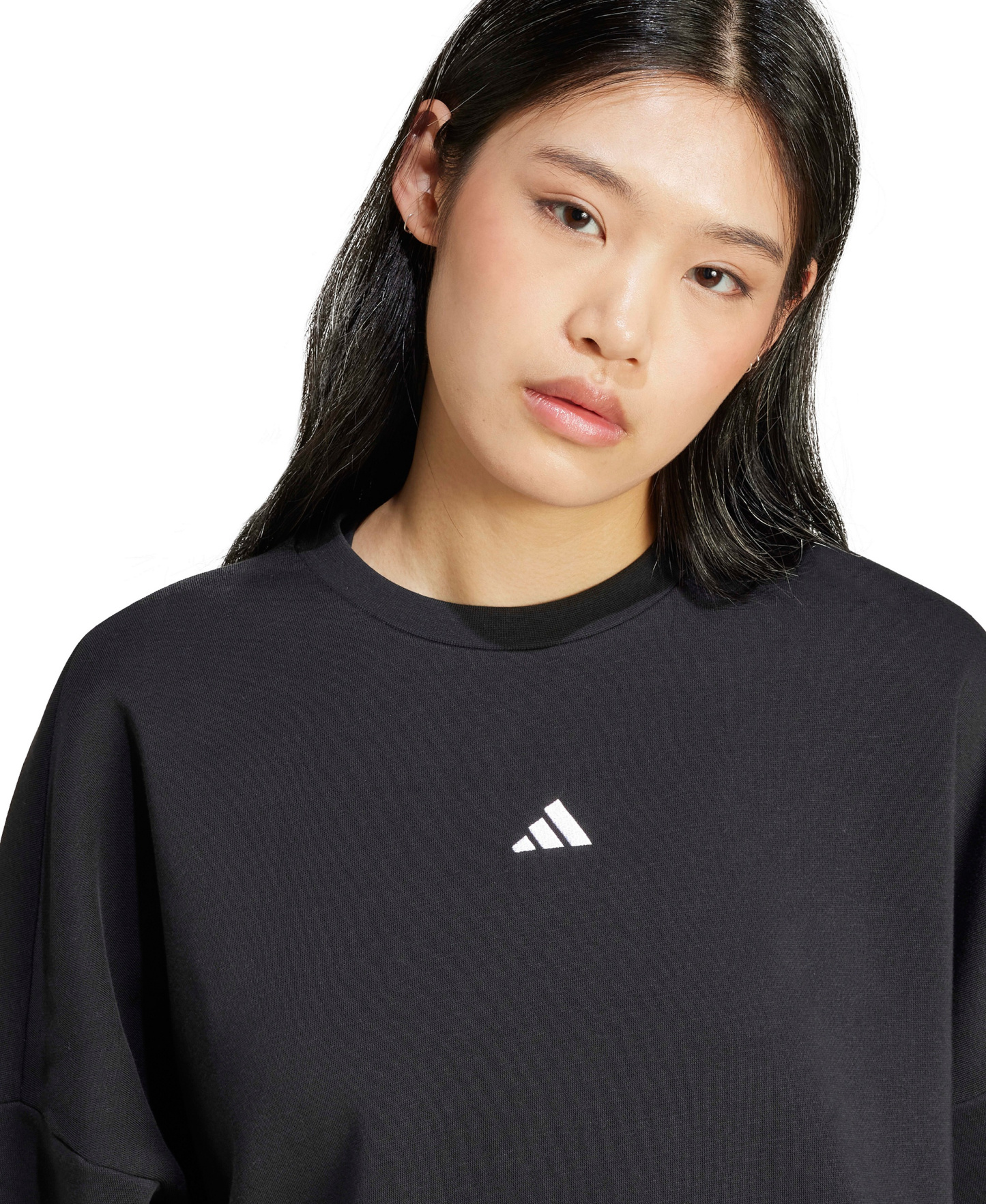 adidas Women's Essentials Crewneck Small-Logo Sweatshirt - Black/White