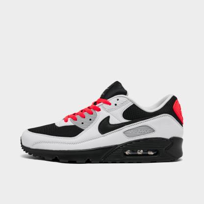Men's Nithtke Air Max 90 Casual Shoes - Part 1 - White/Black/Bright Crimson/Light Smoke Grey - Left shoe facing left. Outside of the shoe.