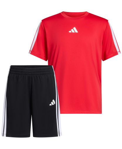 adidas Boys' 8-16 Short-Sleeve T-Shirt and Shorts, 2-Piece Set - Pure Ruby