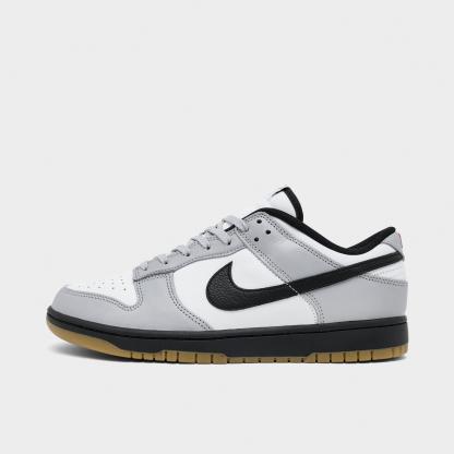 Men's Nithtke Dunk Low Retro Casual Shoes - Part 1 - White/Black/Wolf Grey/Gum Light Brown - Left shoe facing left. Outside of the shoe.