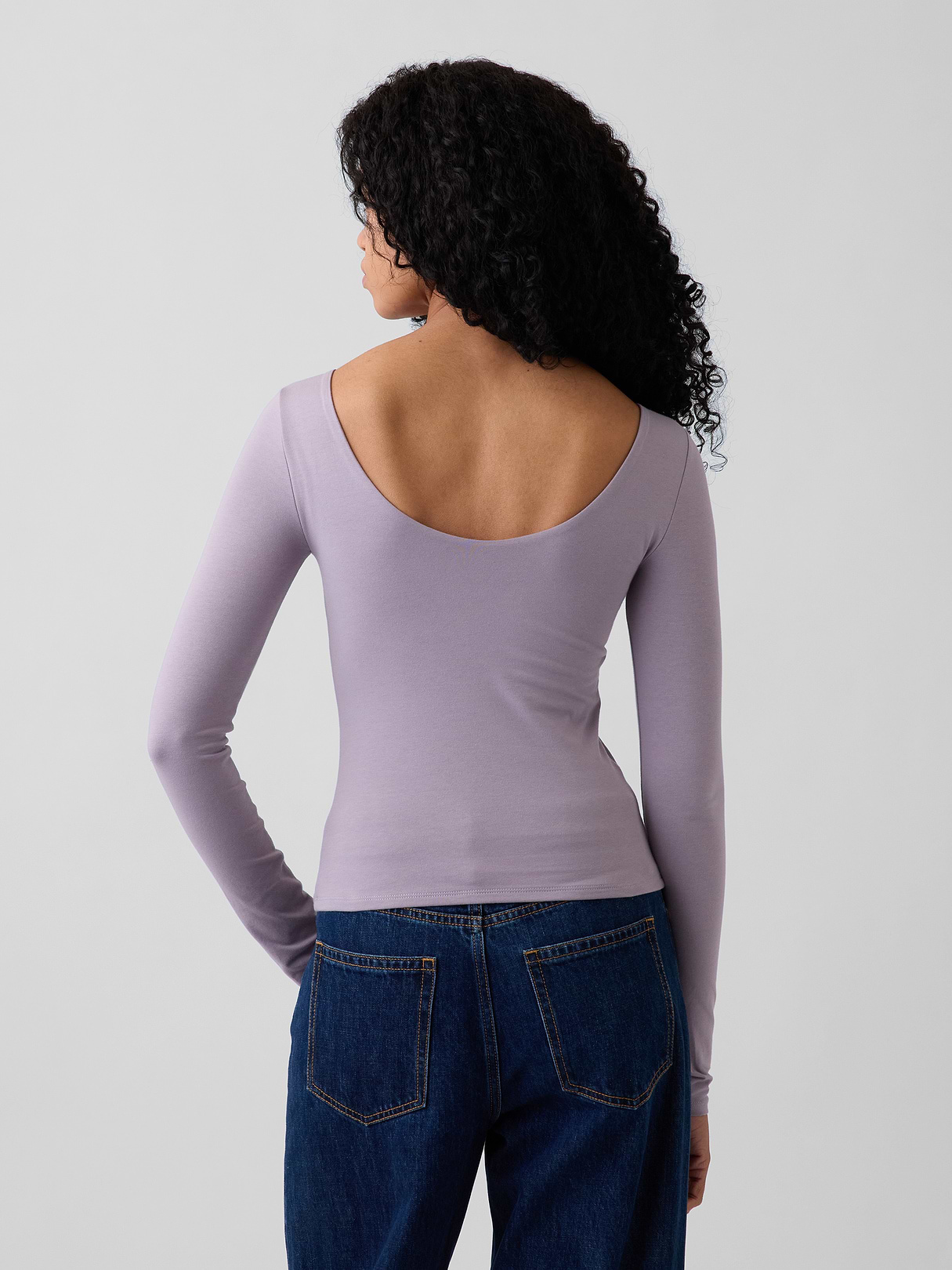CloseKnit Jersey Scoop-Back T-Shirt - Dusty mauve purple
