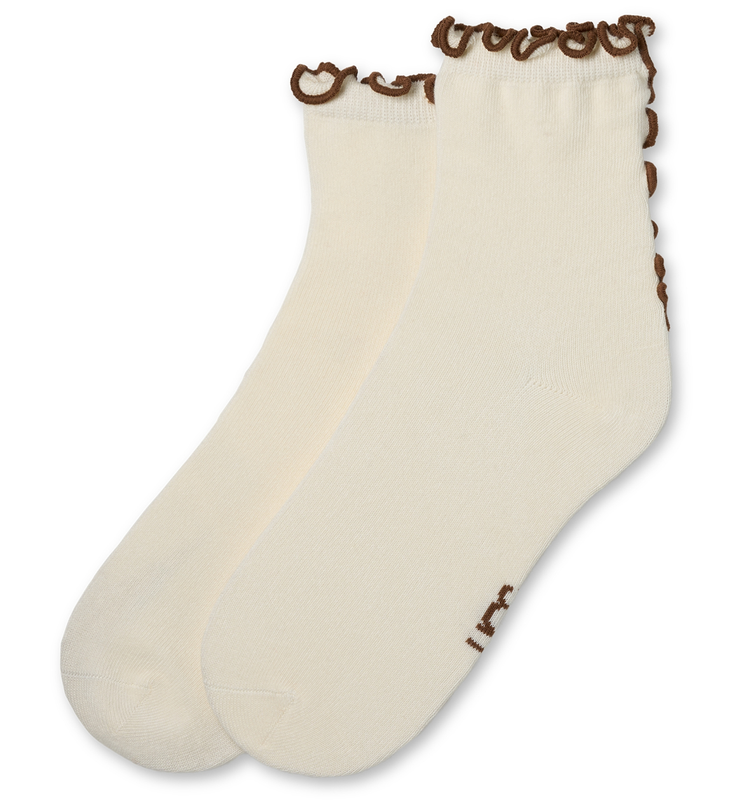 UGG Women's Karsyn Lettuce Edge Quarter Logo Socks - Vanille / Chestnut