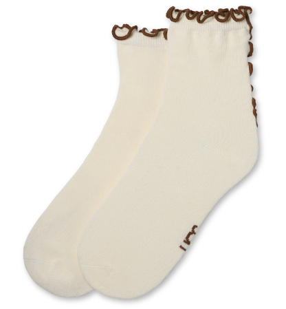 UGG Women's Karsyn Lettuce Edge Quarter Logo Socks - Vanille / Chestnut