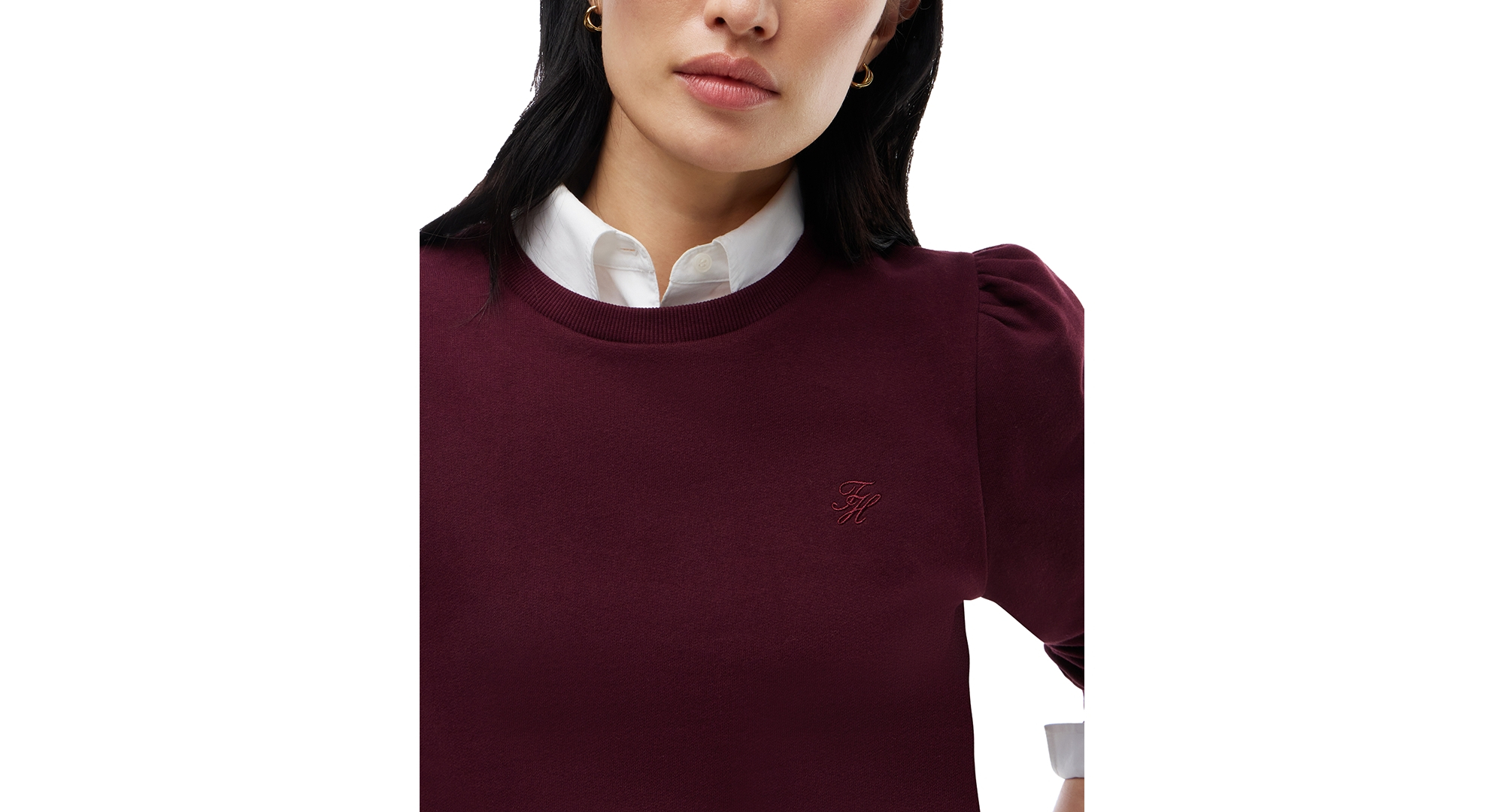 Tommy Hilfiger Women's Puff-Sleeve Script Sweatshirt - Deep Burgundy