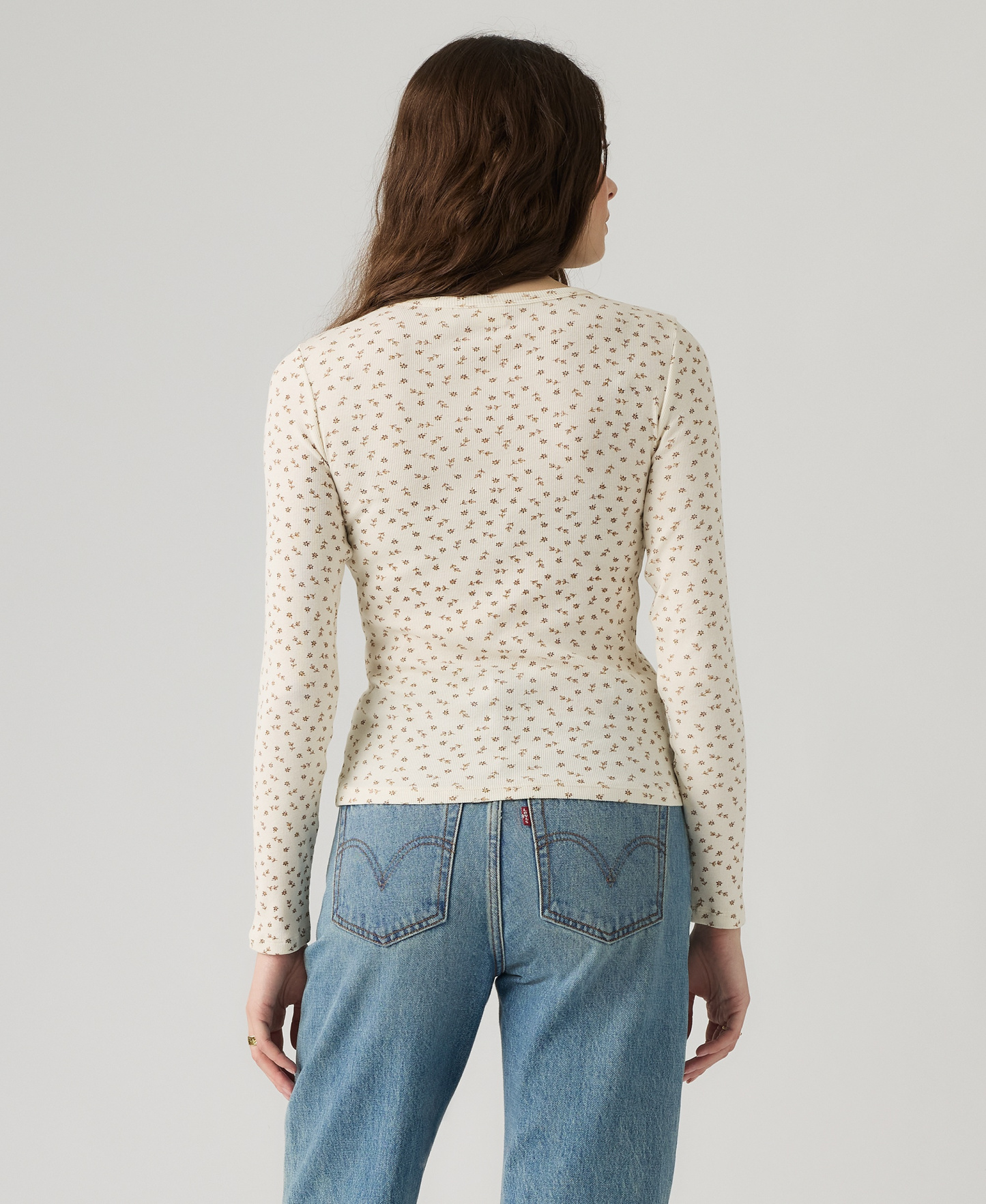 Levi's Women's Hayes Long-Sleeve Top - Jaana Floral V2 Egret