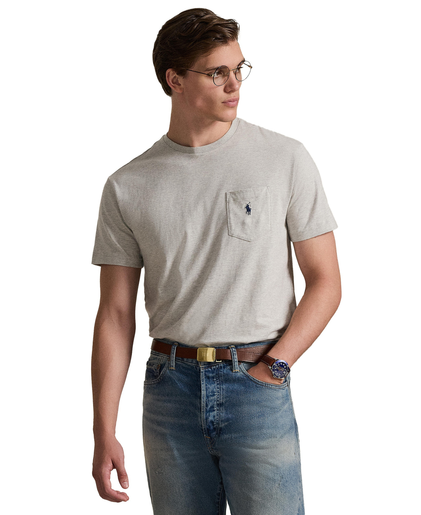 Polo Ralph Lauren Men's Classic-Fit Crewneck Pocket T-Shirt - Taylor Heather