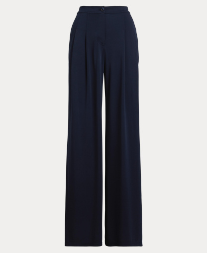 Lauren Ralph Lauren Women's Pleated Stretch Jersey Wide-Leg Pants - Lauren Navy