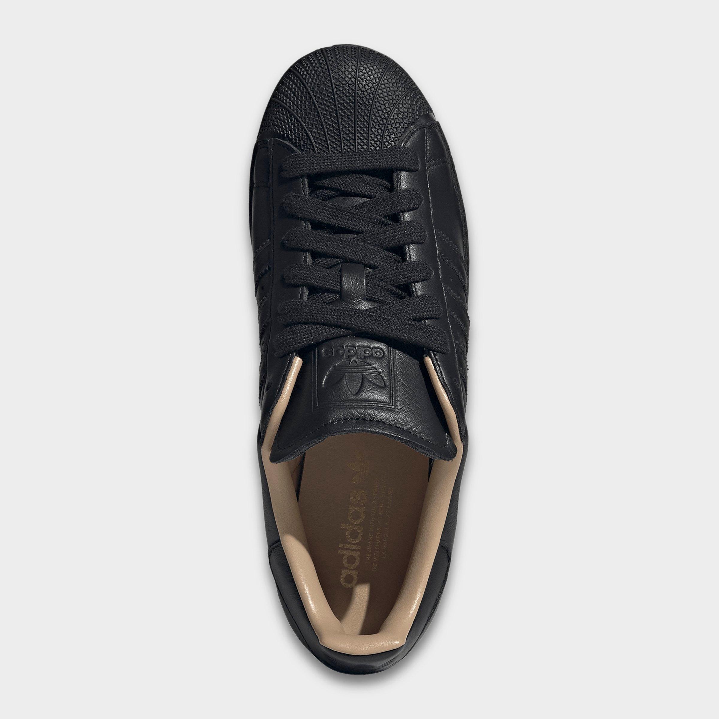 Men's adidas Originals Superstar II Ripple Casual Shoes - Core Black/Core Black/Warm Sandstone - Top view