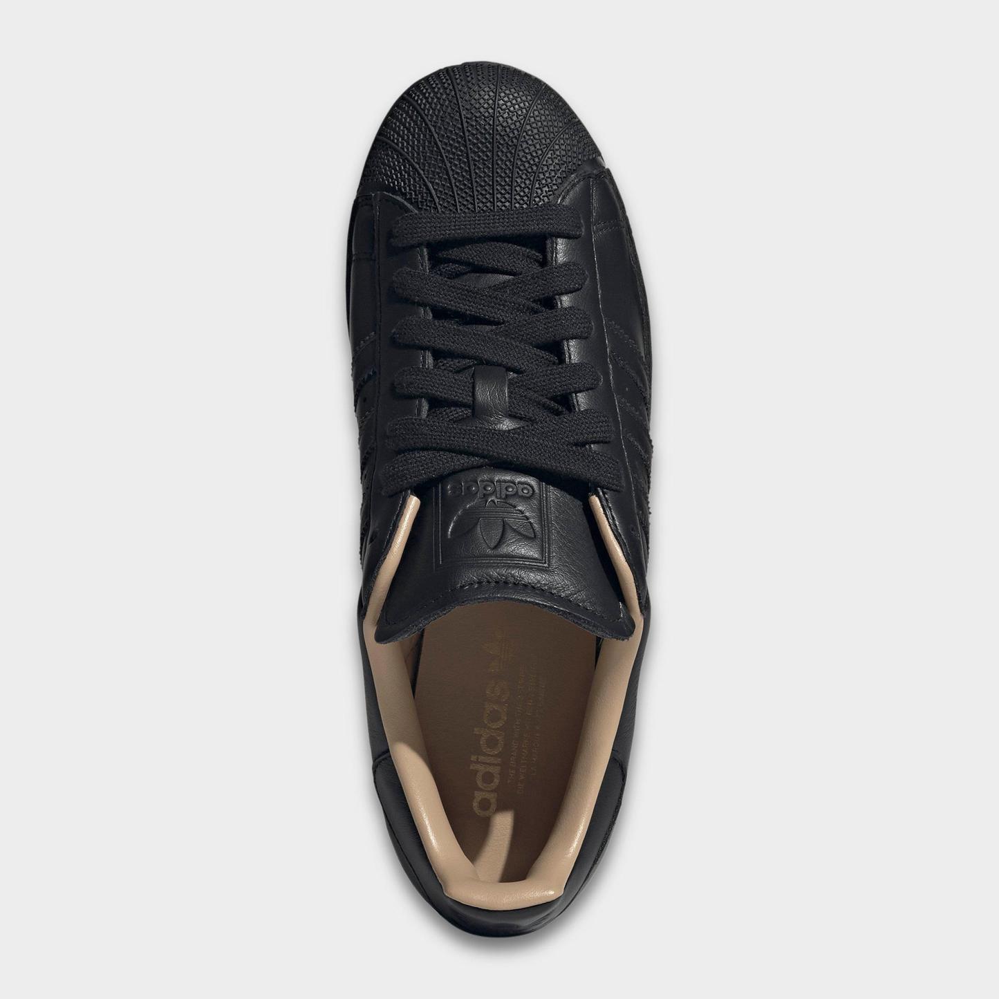 Men's adidas Originals Superstar II Ripple Casual Shoes - Core Black/Core Black/Warm Sandstone - Top view