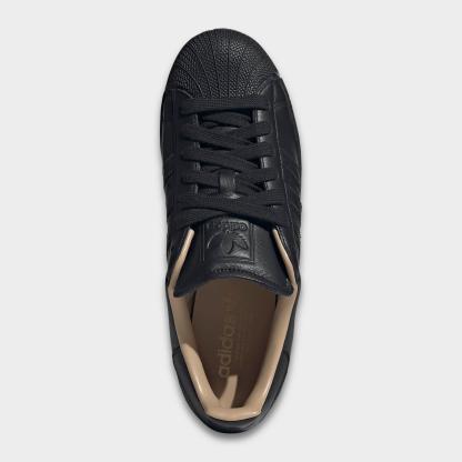 Men's adidas Originals Superstar II Ripple Casual Shoes - Core Black/Core Black/Warm Sandstone - Top view