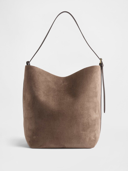 Vegan Suede Bucket Bag - Sandy taupe beige